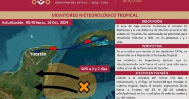 SE ESPERAN LLUVIAS FUERTES A INTENSAS EN YUCATÁN