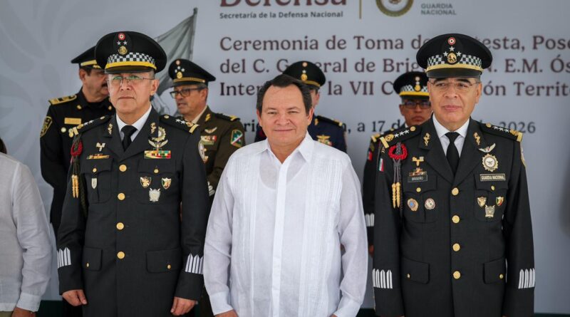 Díaz Mena en toma de protesta del coordinador interino de la Guardia Nacional en Yucatán