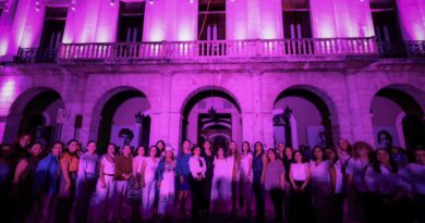Palacio de Gobierno color morado por el 8M