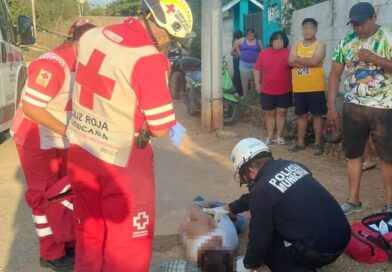 CICLISTA EBRIO SE ESTRELLA CONTRA POSTE EN TIZIMÍN