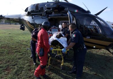 TRASLADAN EN HELICÓPTERO A MENOR LESIONADA EN ACCIDENTE EN AKIL