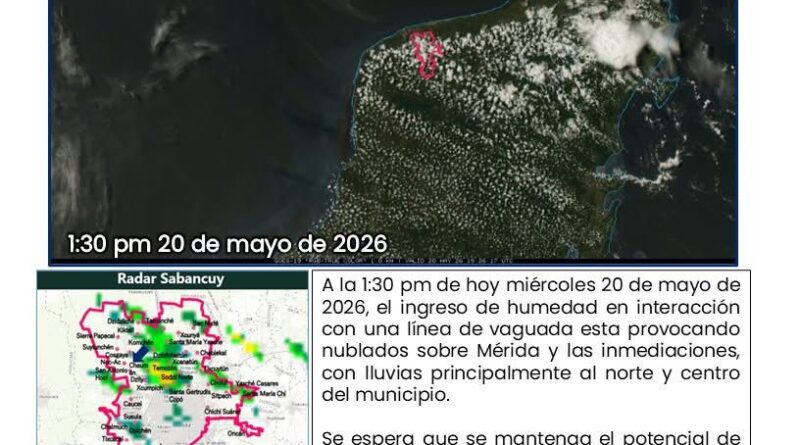 LLUVIAS Y NUBLADOS AFECTAN A MÉRIDA ESTE MIÉRCOLES