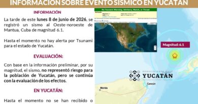 Sin daños en Yucatán tras sismo con epicentro frente a costas de Cuba