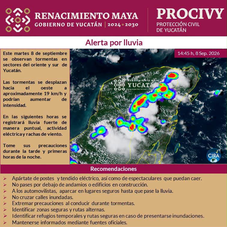 ALERTA POR TORMENTAS EN YUCATÁN