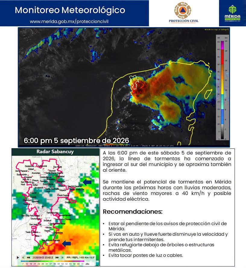 TORMENTAS AVANZAN SOBRE MÉRIDA