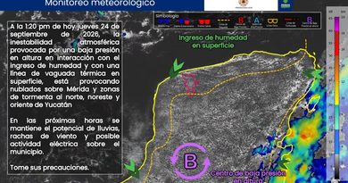 NUBLADOS Y TORMENTAS SE MANTIENEN SOBRE YUCATÁN