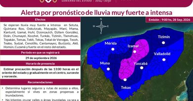 Procivy llama a tomar precauciones ante lluvias intensas en Yucatán