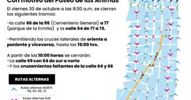 Operativo vial y cierres de calles con motivo del “Paseo de las Ánimas”